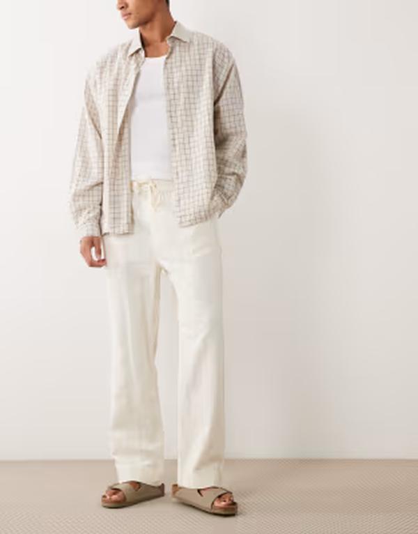 ブレーブソウル メンズ ボトムス 心地よいズボン下 レギュラー填まる Brave Soul regular fit relaxed pants インチ cream textured stripe CREAM 皮膚軟化剤
