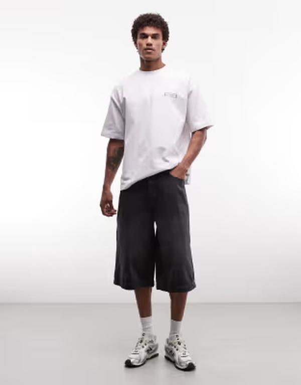 エイソス メンズ ボトムス 二分の一ズボン下・さる股引き ジーンズ ASOS DESIGN longer length denim jorts Black 黒いこと