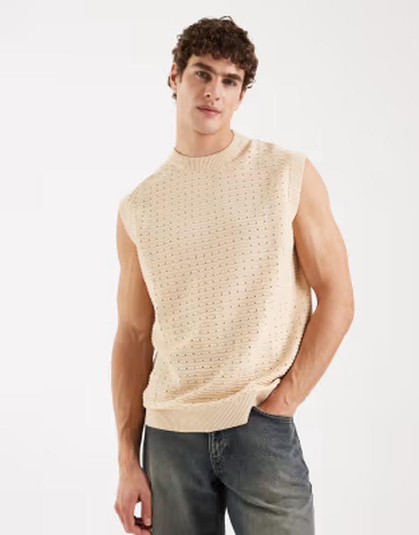 レディファインド レブル メンズ トップス より良い スウェーター 編み物 Redefined Rebel Unai boxy fit knit sweater vest インチ ecru エクリュ