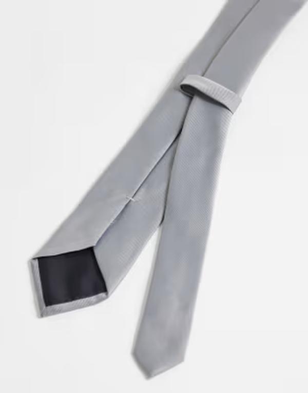 エイソス メンズ 佩び物 タイ 繻子 ASOS DESIGN plain satin tie Gray 薄墨色
