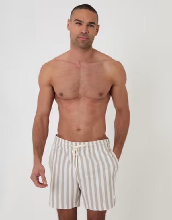スリードベア メンズ 水着 ハーフパンツ・ショーツ ショートパンツ Threadbare seersucker swim shorts in stone and white stripesTONE ストーン｜ReVida 店