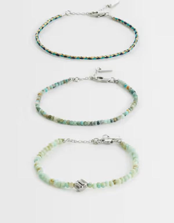 エイソス メンズ 付属物 ブレスレット・バングル・アンクレット ASOS DESIGN 3 pack skinny beaded and rope bracelets インチ multi マルチ色つや