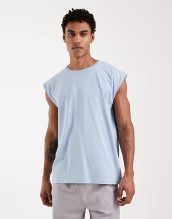 ブレーブソウル メンズ トップス ティーシャツ Brave Soul oversized tank top インチ light BLUE 青碧