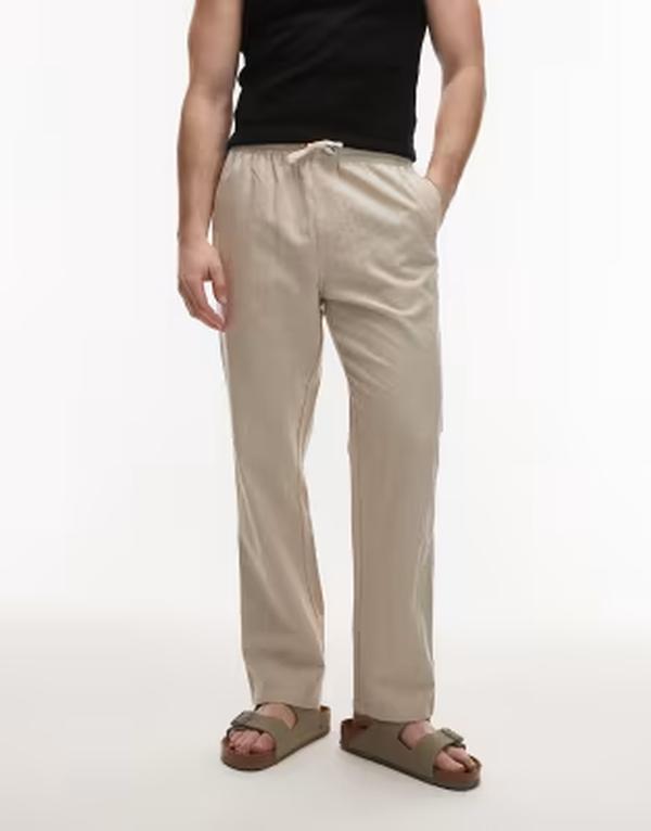 音楽的リズム メンズ ボトムス 心地好いズボン下 リネン Rhythm linen blend pants インチ bone