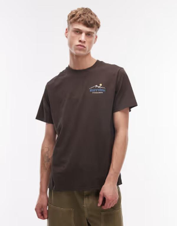 音楽的リズム メンズ トップス ティーシャツ 刷り上げる Rhythmountain back print-shirt Black 黒いこと