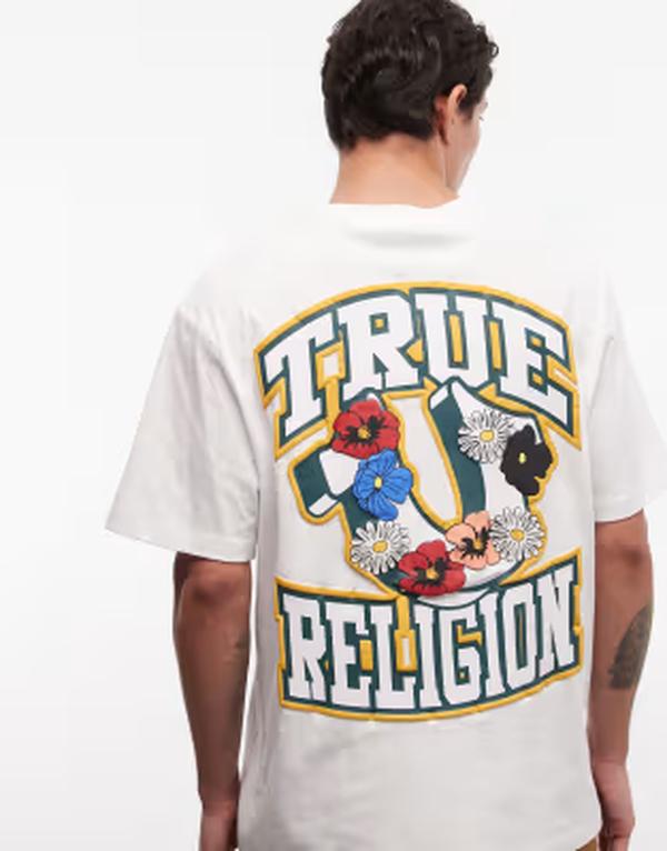 トゥルーレリジョン メンズ トップス プルオーバー ロゴタイプ True Religion garden logo T-shirt インチ optic WHITE 白いこと