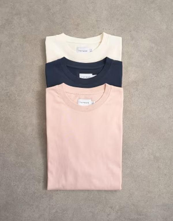 いの一番マン メンズ トップス ティーシャツ Topman 3 pack classic fit-shirts ecru and Multi マルチ色合い