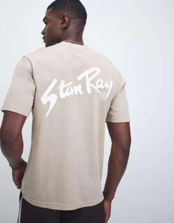 スタンレイ メンズ トップス Tシャツ プリント ロゴ Stan Ray logo short sleeve T-shirt with back print BEIGE ベージュ｜ReVida 店