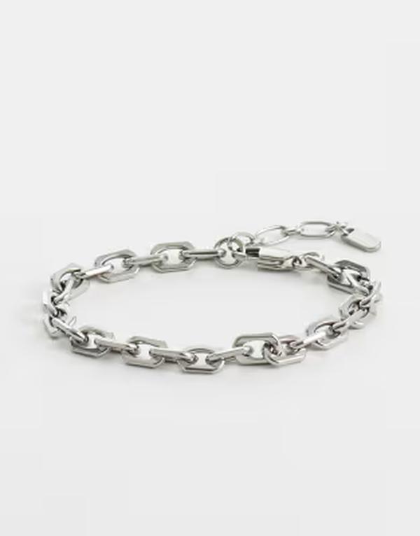 エイソス メンズ 付属物 ブレスレット・バングル・アンクレット ティーシャツ ASOS DESIGN waterproof stainlessteel square link bracelet SILVER しろがね色