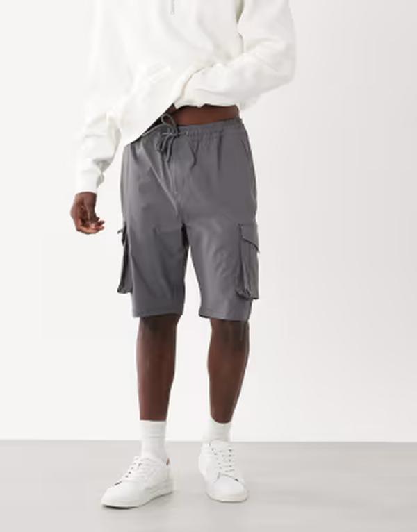スリードベア メンズ ボトムス 二分の一ズボン下・さる股引き 遊撃手ズボン下 Threadbare cargo shorts Gray 薄墨色