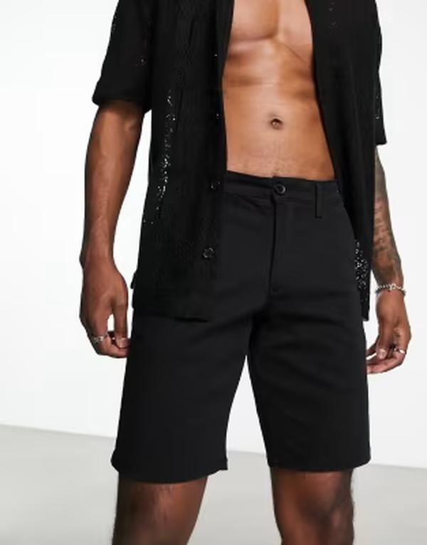オンリーアンドサンズ メンズ ボトムス 二分の一ズボン下・さる股引き か細い填まる Only \u0026 Sonslim fit chino short Black 黒いこと