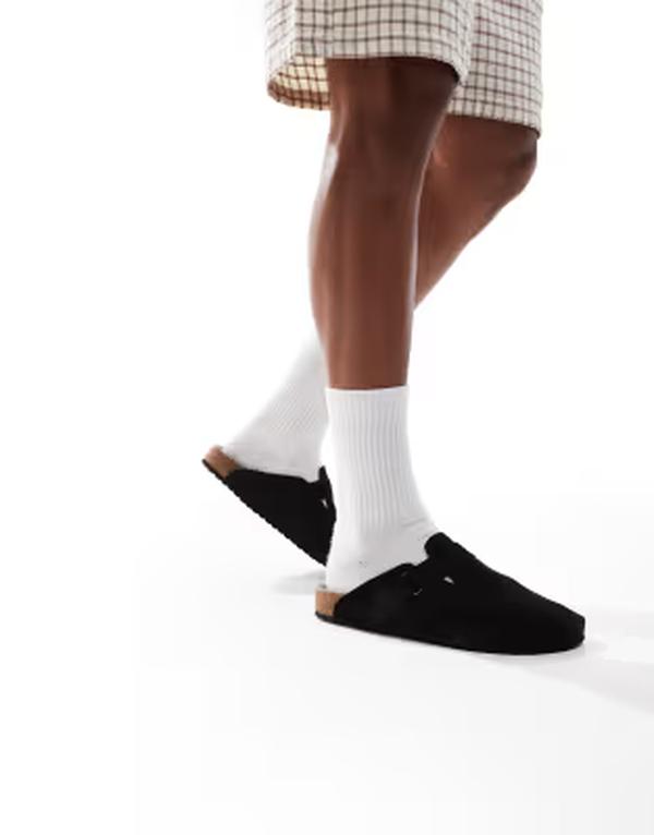 ジャック アンド ジョーンズ メンズ シューズ サンダル スエード Jack & Jonesuede clogs Anthracite ブラック｜ReVida 店