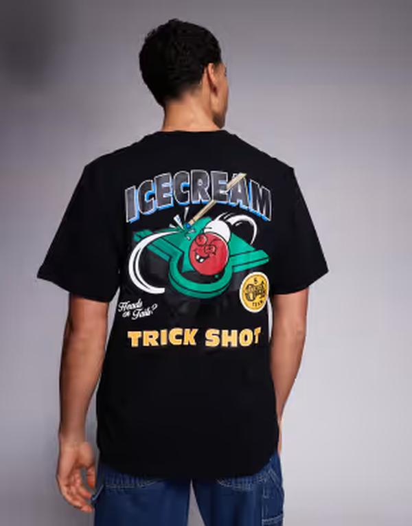 クリーム メンズ トップス ティーシャツ ICECREAM trick shot-shirt Black 黒いこと