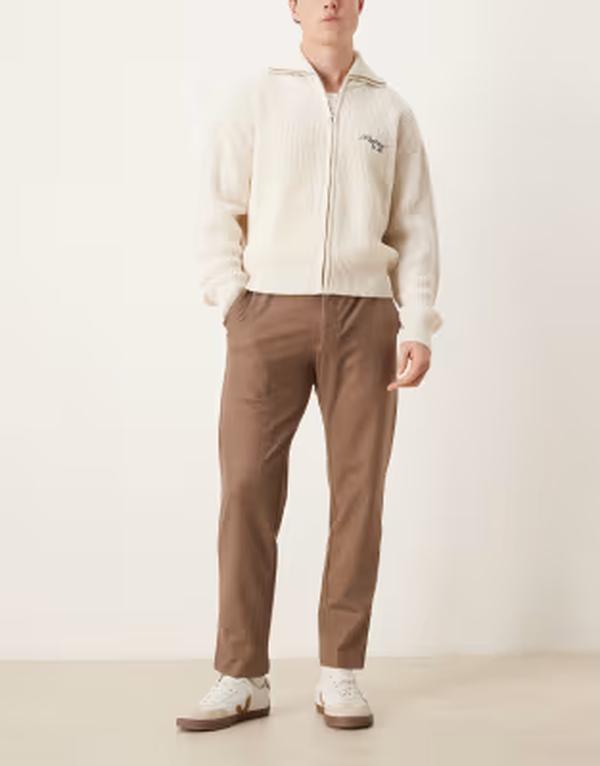 マンゴ メンズ ボトムス カジュアルパンツ スウェットパンツ Mango woven sweatpants BROWN ブラウン|ReVida 店