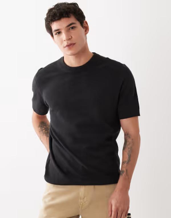 マンゴ メンズ トップス ティーシャツ Mango premium T-shirt Black 黒いこと