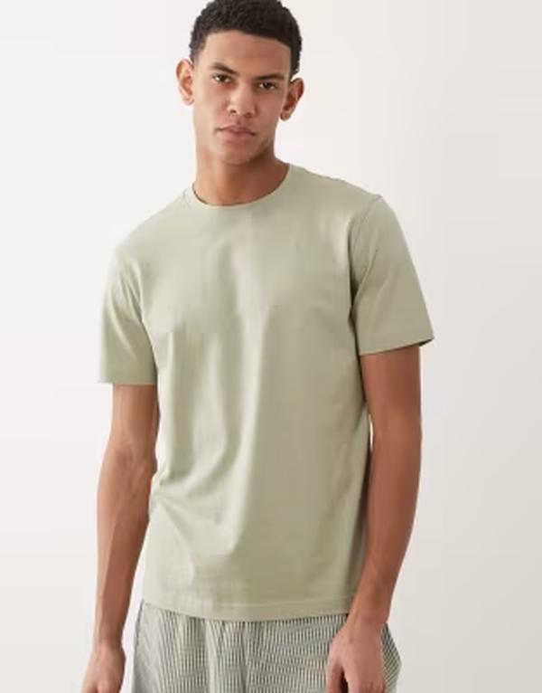 マンゴ メンズ トップス ティーシャツ か細い相応う 綿織物 Mango 100% cotton slim fit-shirt インチ light GREEN 緑であること