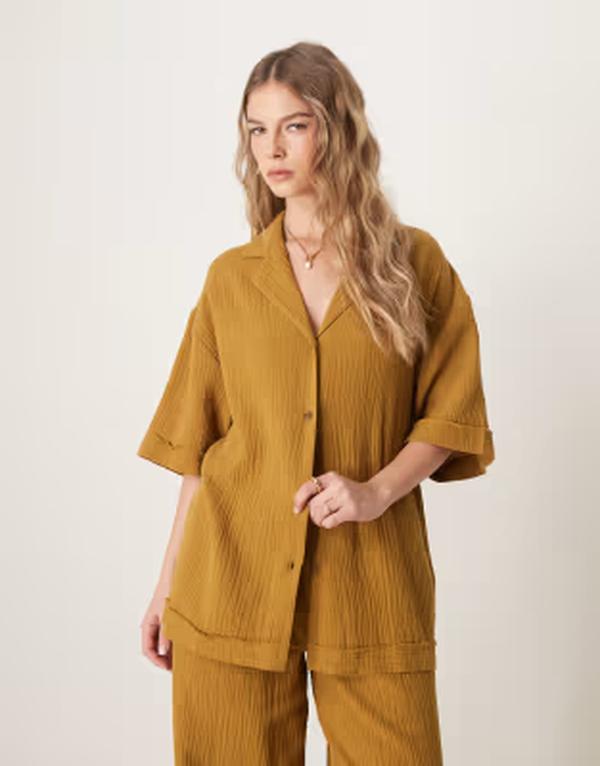 エイソス レディース トップス プルオーバー ASOS DESIGN cheesecloth shirt インチ olive - part of a set Olive オリーブ
