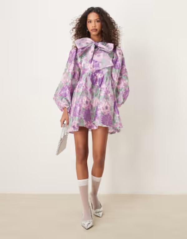 ベビージュン レディース トップス 衣裳 御花柄 ミニ 御花 Sister Jane jacquard mini dress インチ lilac floralilac \u0026 Purple パープル