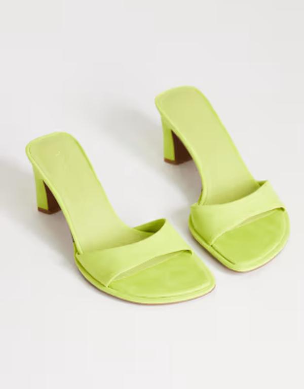 とっ始め販売店 レディース シューズ サンダル 踵 Topshop Ari mule heeled sandals インチ lime 菩提樹