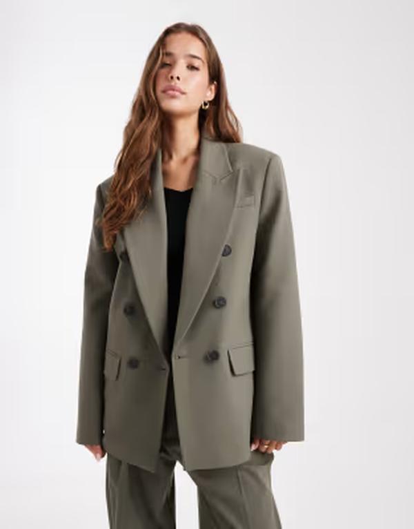 エイソス レディース アウター 上衣・上衣 スポーツジャケット ASOS DESIGN tailoredouble breasted power blazer インチ olive - part of a set Olive オリーブ