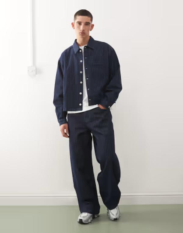 リクレイム ヴィンテージ メンズ ボトムス デニムパンツ ワイドレッグ ジーンズ Reclaimed Vintage baggy wide leg jeans pinstripes - part of a set Multi マルチカラー｜ReVida 店