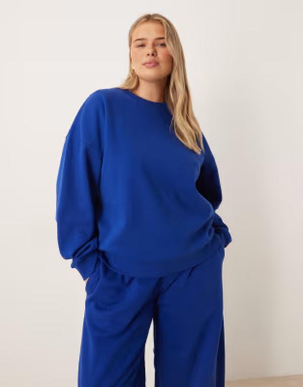 エイソス レディース アウター パーカー・スウェット プルオーバー ASOS Curve ASOS DESIGN Curve ultimate oversized brushback sweatshirt インチ deep BLUE 青碧