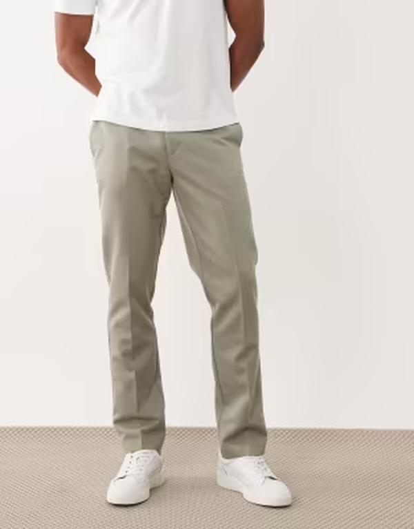 エイソス メンズ ボトムス 心地よいズボン下 ASOS DESIGN slim dress pants インチ sage GREEN 緑であること