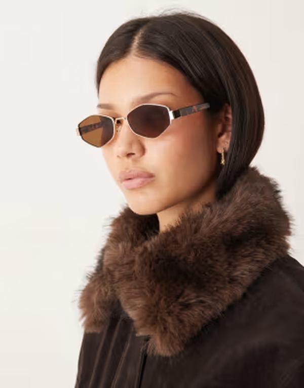 エイソス レディース 添え物 サングラス・アイウェア ASOS DESIGN metal angular sunglasses GOLD ゴールド