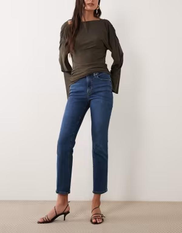 グッドアメリカン レディース ボトムス デニムパンツ ストレート ジーンズ Good American good legstraight leg jeans in dark blue wash Dark blue ブルー｜ReVida 店