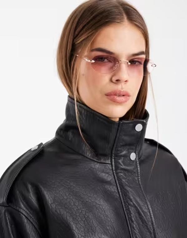エイソス レディース 付属物 サングラス・アイウェア ASOS DESIGN rimless oval sunglasses with lenses and metal arms BROWN 赤銅色