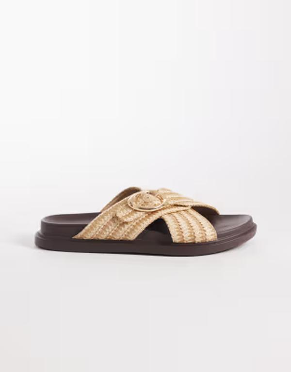 英国の首都気泡管水準器 レディース シューズ サンダル London Rebel Raya flat sandals with buckle detail インチ cream raffia CREAM RAFFIA 皮膚軟化剤