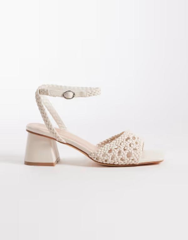 英国の首都気泡管水準器 レディース シューズ サンダル 踵 London Rebel Anita block heeled woven sandals インチ cream 皮膚軟化剤