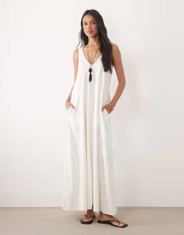 エイソス レディース トップス 衣装 マキシ ASOS DESIGN trapeze maxi dress ineutral NEUTRAL