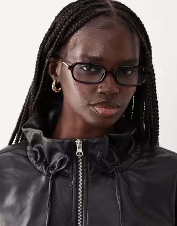 エイソス レディース 添え物 サングラス・アイウェア ASOS DESIGN slim square sunglasses インチ tort with metal temples BROWN 赤銅色