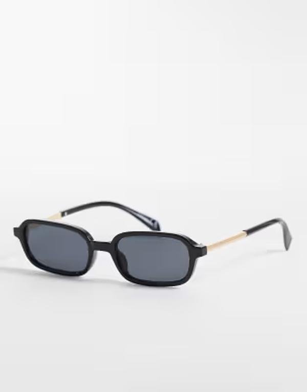 エイソス レディース 添え物 サングラス・アイウェア ASOS DESIGN slim square sunglasses with metal temples Black 黒いこと