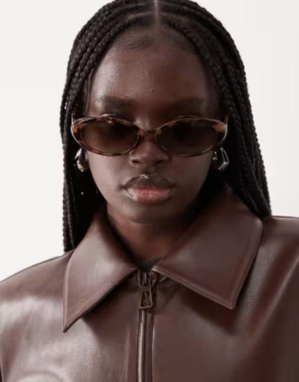 エイソス レディース 添え物 サングラス・アイウェア ASOS DESIGN oval sunglasses インチ milky tort BROWN 赤銅色