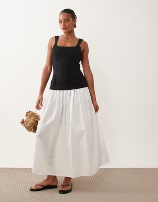 エイソス レディース トップス 衣装 対照 マキシ ASOS DESIGN hybrid maxi dress with black contrast bodice Black and white 白いこと