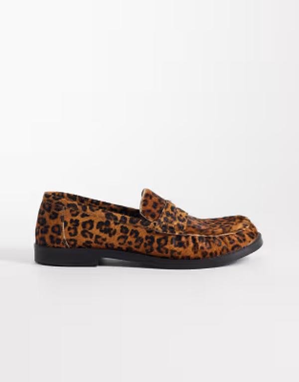 ウォーク英国の首都 レディース シューズ スリッポン・ローファー 刷り上げる Walk London Dawn saddle loafers インチ leopard print Leopard Print 毛の荒物