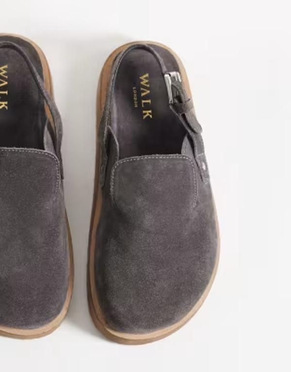 ウォーク英国の首都 レディース シューズ サンダル スエードクロス Walk London Barca clog mulesuede Gray Suede 薄墨色