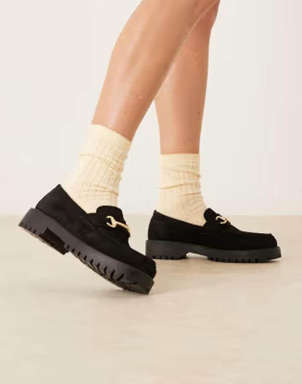 ウォーク英国の首都 レディース シューズ スリッポン・ローファー スエードクロス Walk London Clara Trim loafersuede Black suede 黒いこと