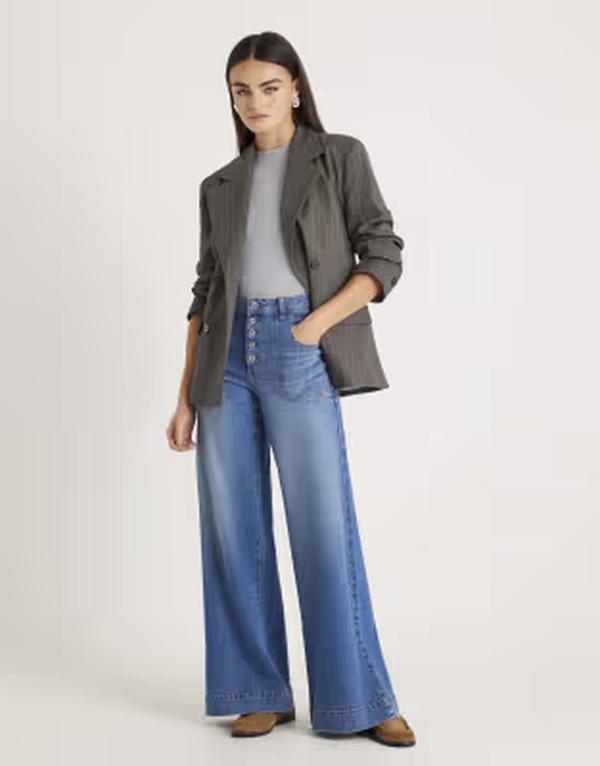 リバーアイランド レディース ボトムス ジーンズズボン下 ワイドレッグ デニム River Island wide leg pocket front jeans インチ denim - MEDIUM ジーンズ