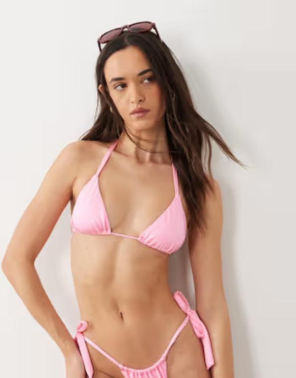フリーソサエティ レディース 水泳着 いの一番のみ Free Society triangle bikini topINK サクラ色