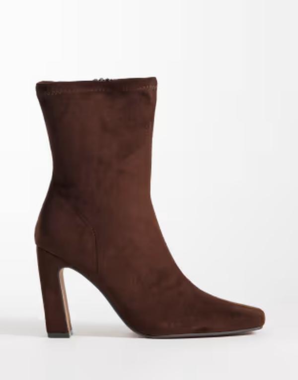 リバーアイランド レディース シューズ ブーツ・レインブーツ 踵 River Island heeled stretch boots インチ dark brown 赤銅色