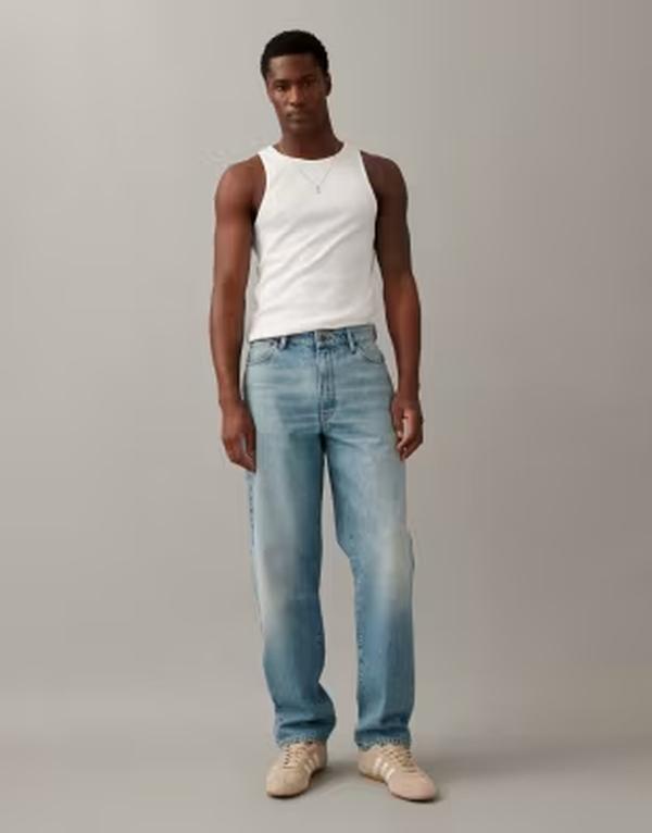 エイソス メンズ ボトムス ジーンズズボン下 デニム ASOS DESIGN straight jeans インチ mid wash Mid wash blue 青碧