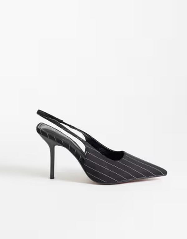 リバーアイランド レディース シューズ パンプス 踵 River Island pinstripe slingback heeled pumps Black 黒いこと