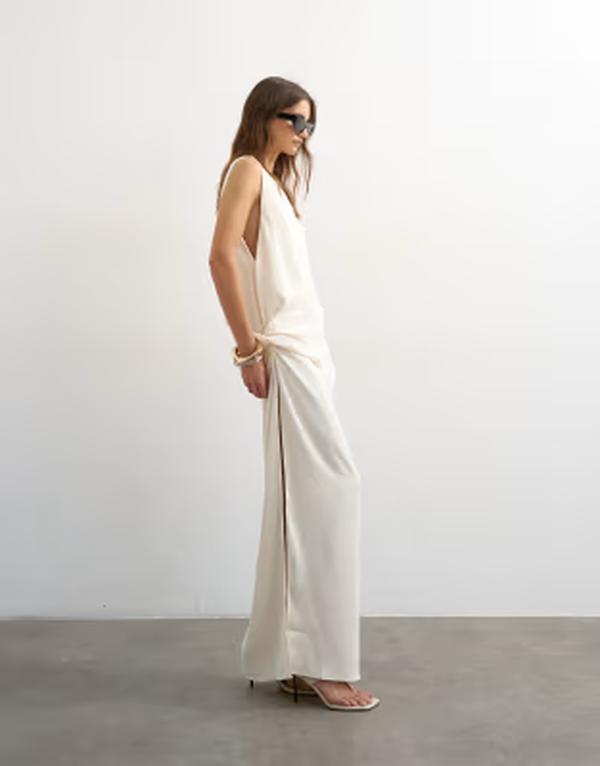 いの一番販売店 レディース トップス 衣裳 縮緬 ノースリーブ マキシ Topshop crepe sleeveless twist side maxi dress インチ ecru TBC エクリュ