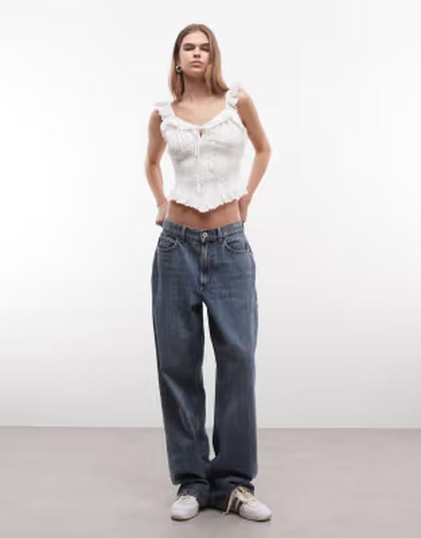 リクレイム ヴィンテージ レディース トップス ティーシャツ スピード競技刈り込み 綿織物 スピード競技 Reclaimed Vintage cotton rich lace trim top WHITE 白いこと