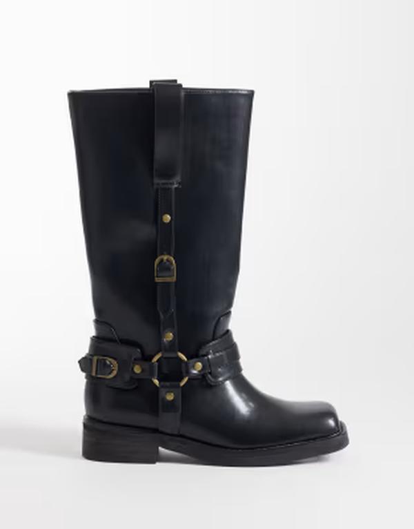 パブリックデザイア レディース シューズ ブーツ・レインブーツ Public Desire Fig harness knee boots Black 黒いこと