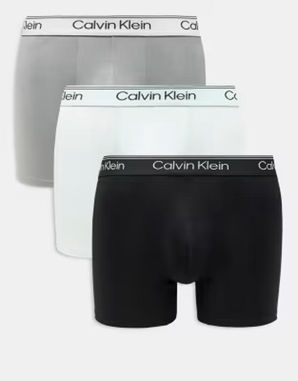 カルバンクライン メンズ アンダー御召しもの ボクサーズボン下 Calvin Klein Microfibre Stretch 3 pack boxer briefs/gray/aqua Black/Light Cast/Fee 黒いこと