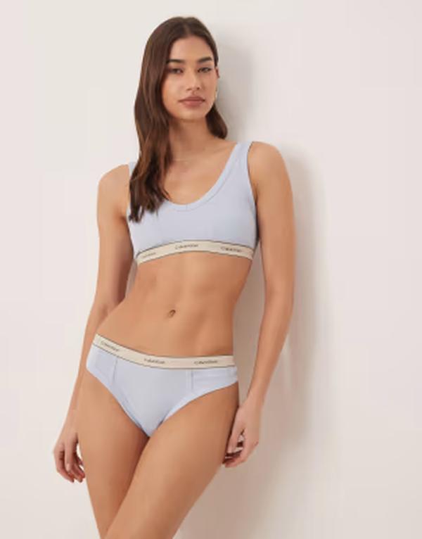 カルバンクライン レディース アンダー御召しもの ブリーフズボン下 綿織物 Calvin Klein Heritage Cotton thong インチ light Breezy blue 青碧